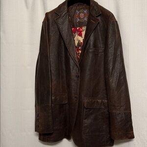 Robert Graham Mens Genuine Leather Blazer Jacket Brown Size 44/54